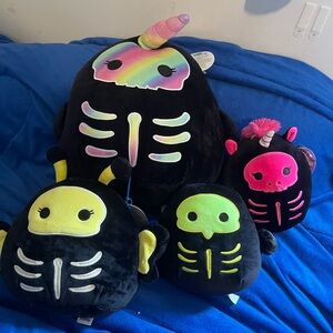 Squishmallows Skeleton Squad Plush - Black, Pink, Yellow, Green